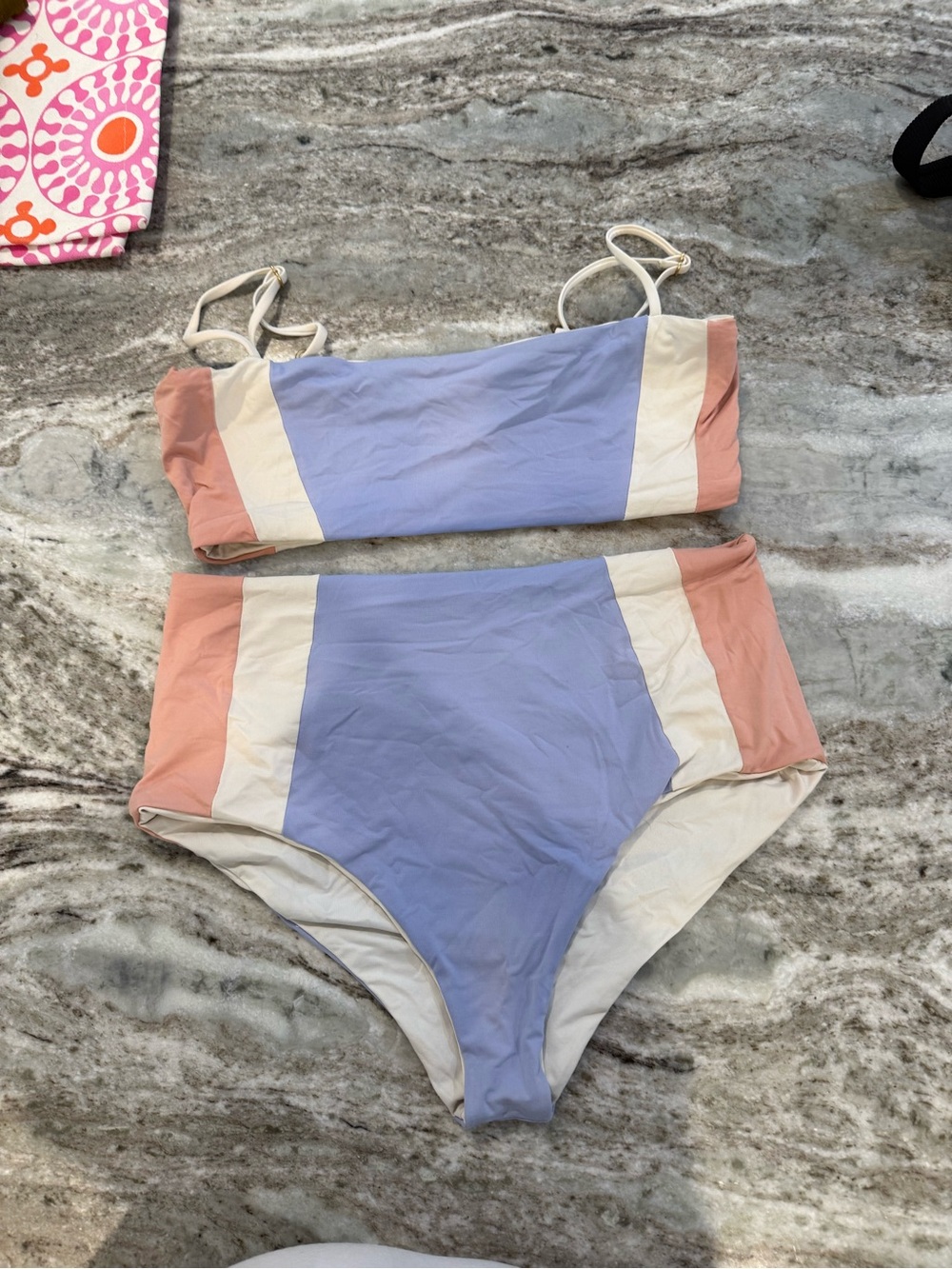 l*space Pastel Colorblock High Waist Bikini - Lavender, Peach, Cream